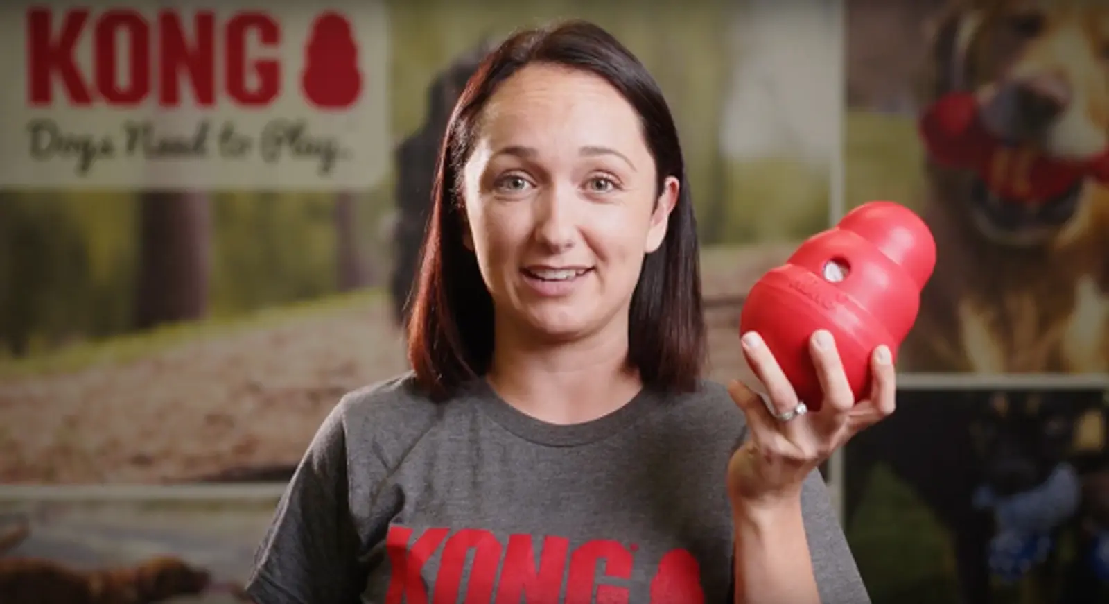 KONG presenter holding a red KONG toy